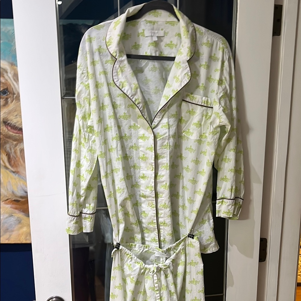 Margot Lorient Block Print long pajama set - green octopus